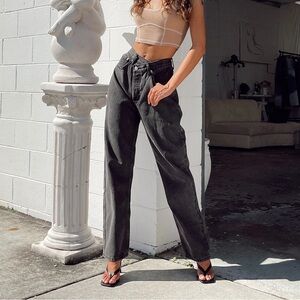 Holly Asymmetric Straight Leg Jean Black Denim | SIZE 6